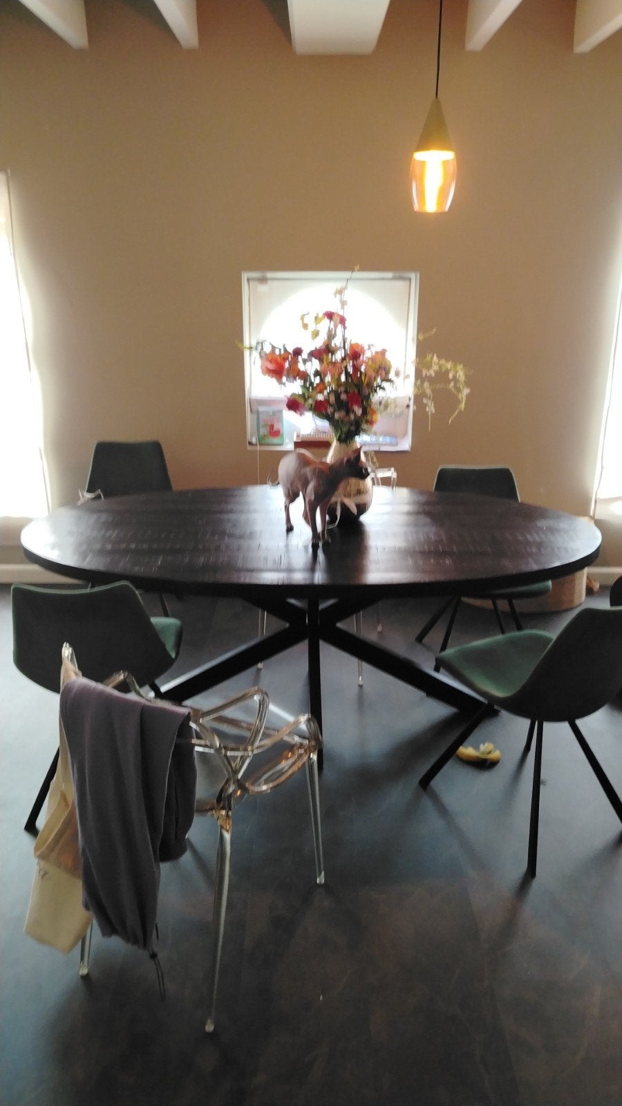 manghouten tafel, zwart, Huis en Inrichting, Tafels | Eettafels, Ophalen, Gebruikt, 100 tot 150 cm, Casual chique