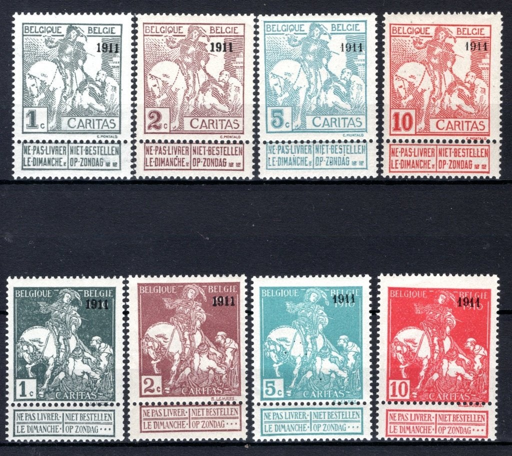 92/99 MNH** 1911 - Caritas avec impression COB 1911 2600€, Envoi, Non oblitéré, Neuf