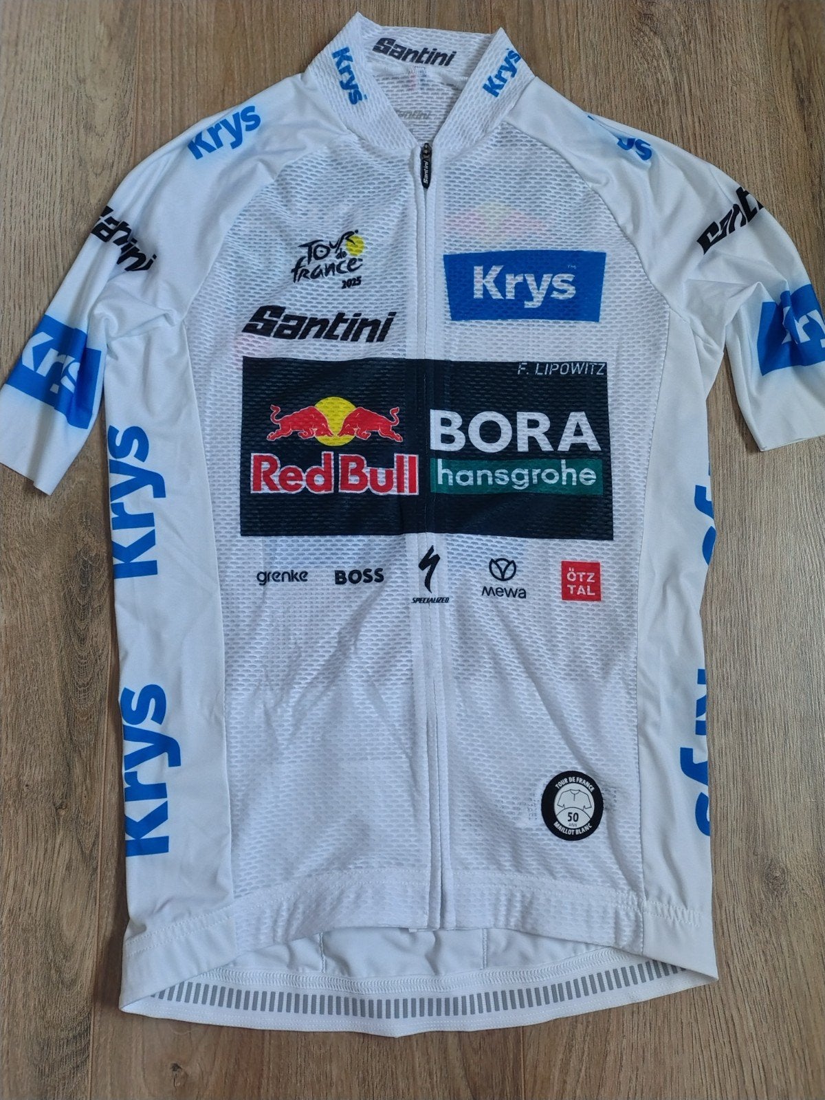 tour de France 2025, witte leiderstrui team Red Bull ,-Bora, Fietsen en Brommers, Fietsaccessoires | Fietskleding, Ophalen of Verzenden