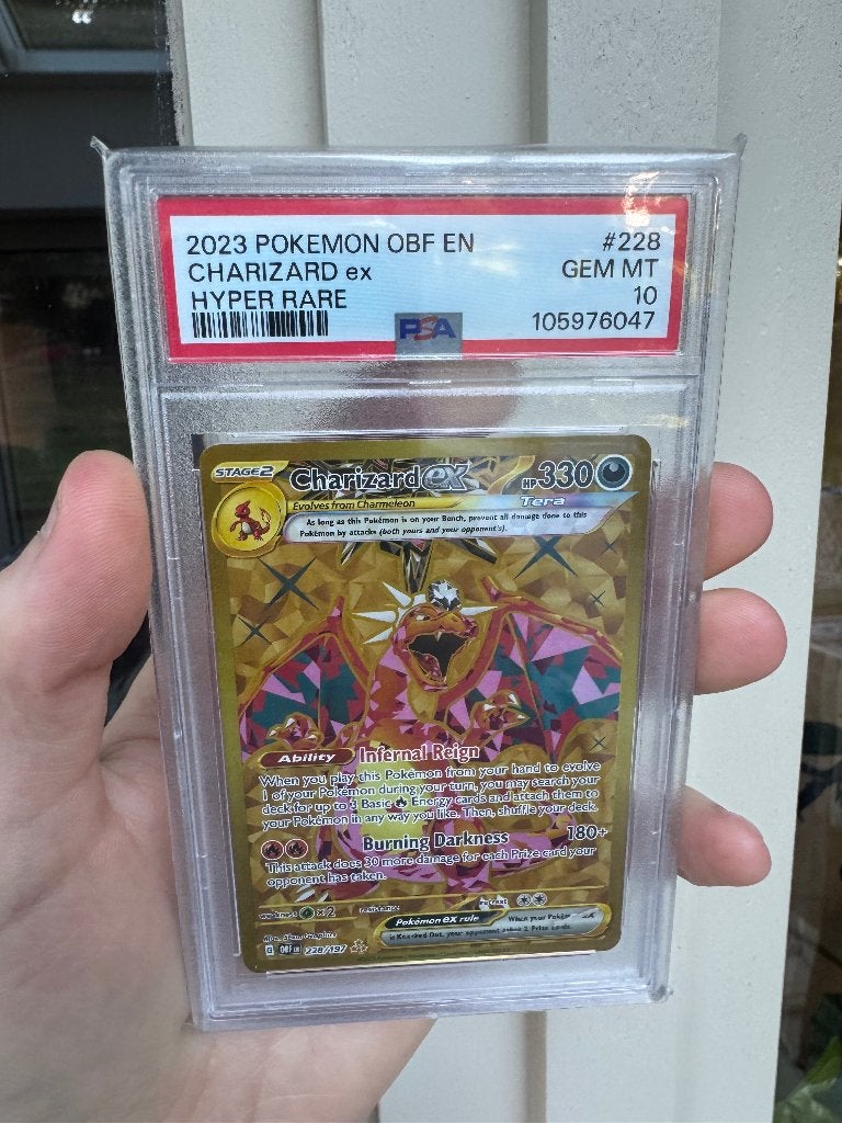 Charizard ex gold obf psa 10, Hobby en Vrije tijd, Ophalen of Verzenden, Nieuw, Losse kaart, Foil