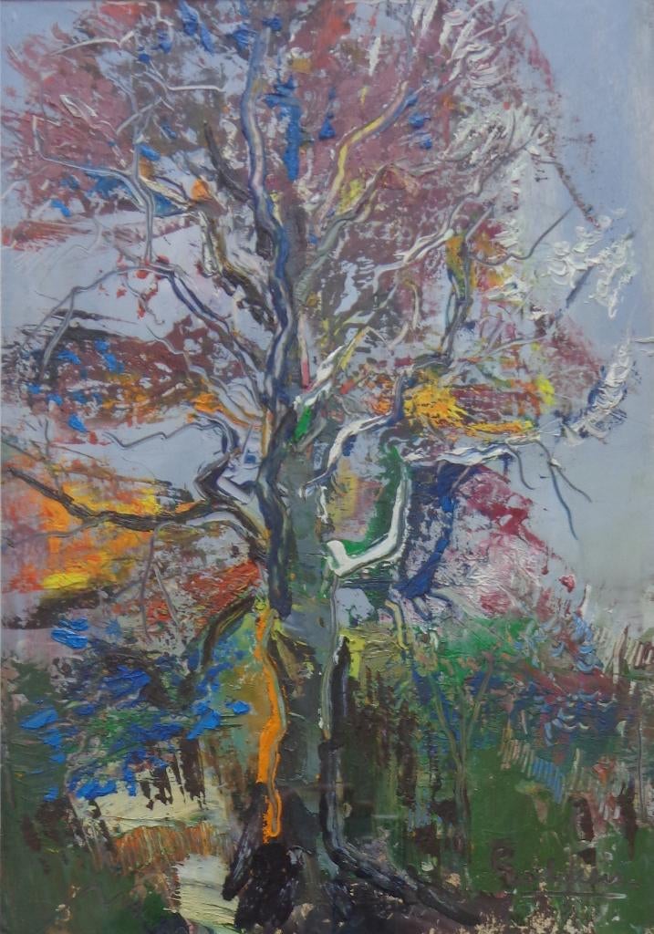 JACK GODDERIS / KLEURRIJKE BOOM / OLIEVERF / 58x48cm / KADER, Antiquités & Art, Art | Peinture | Moderne, Enlèvement ou Envoi