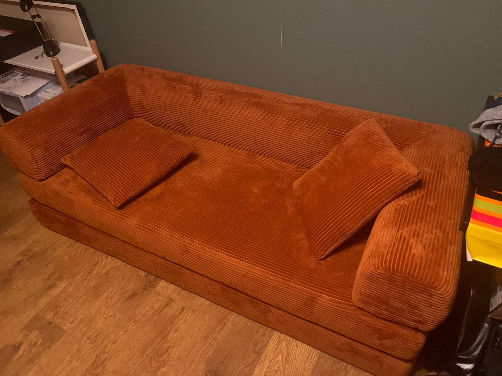Sofa converible orange/brun, Huis en Inrichting, Zetels | Zetels en Chaises Longues, Ophalen, Zo goed als nieuw