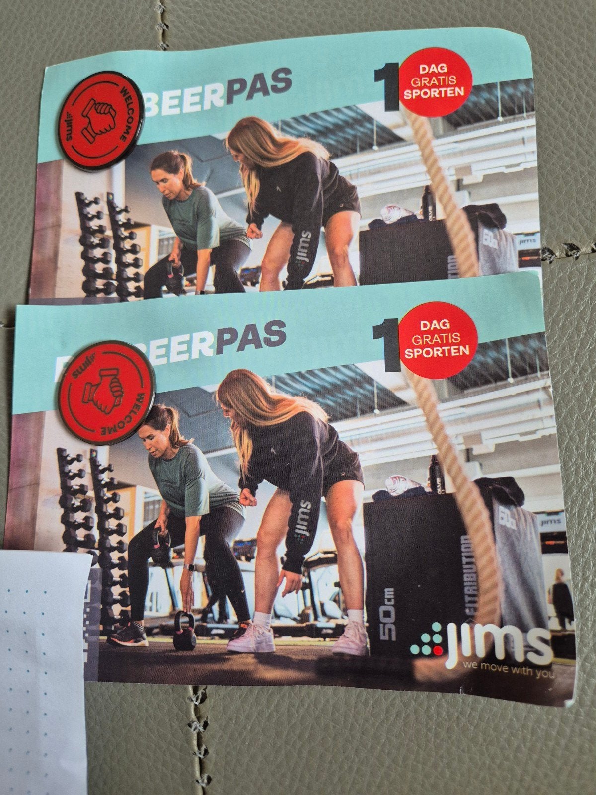1 dag gratis sporten bij Jims met pin, Tickets & Billets, Deux personnes, Ticket ou Carte d'accès