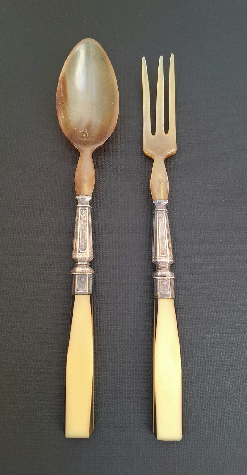 Service à salade ancien, fourchette et cuillère de service,, Antiquités & Art, Antiquités | Couverts, Enlèvement ou Envoi