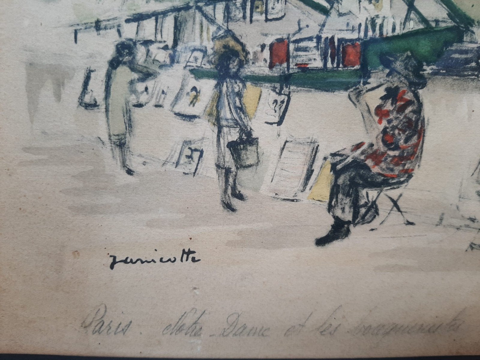 Aquarel gesigneerd door Janicotte, Ophalen, Gesigneerd
