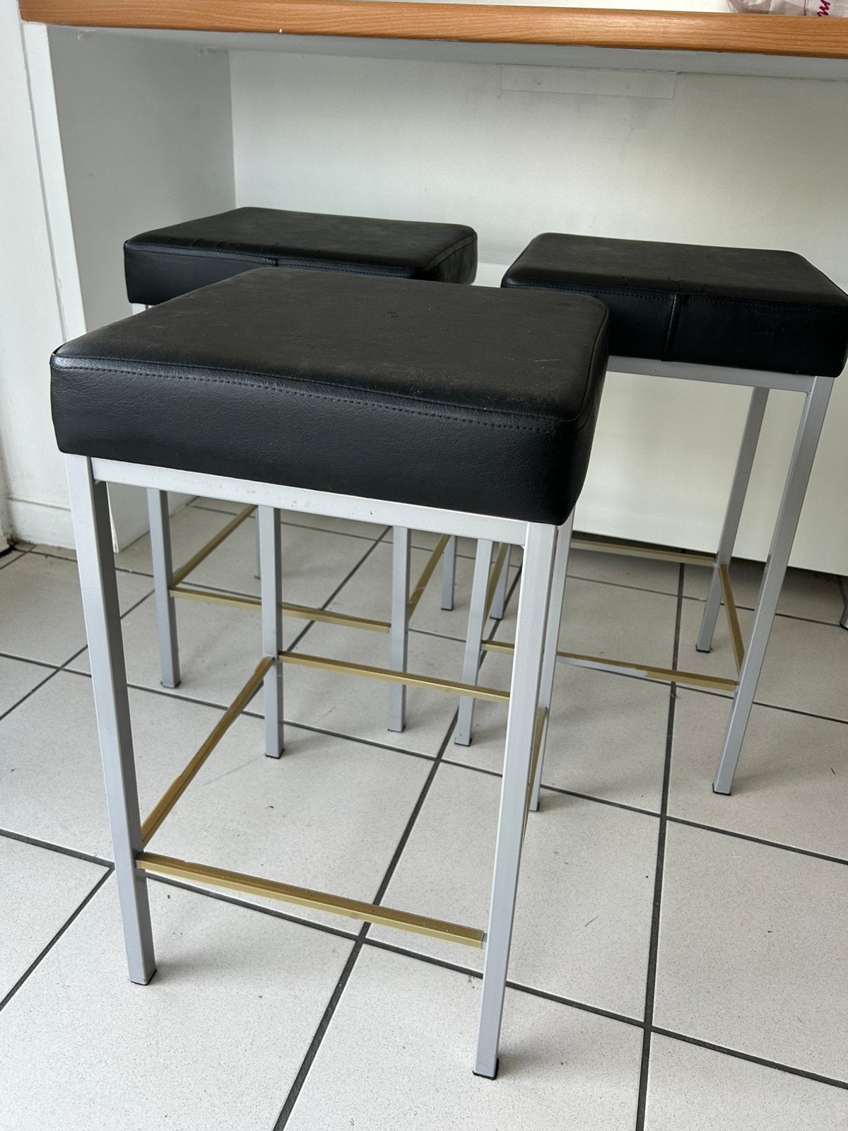 3 barkrukken, Ophalen, Gebruikt, 60 tot 90 cm, Leer