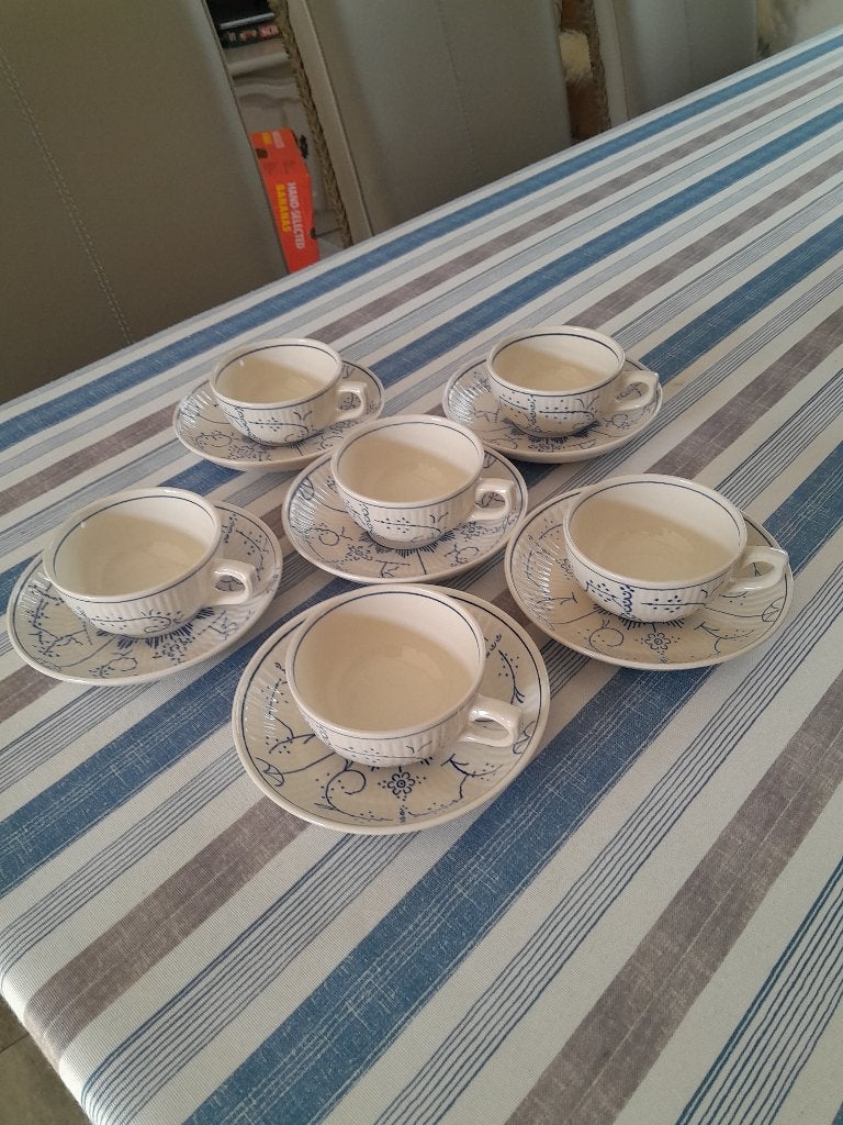 Boch Copenhagen 6 Cups No. 3 + 6 S/Cups in goede staat, Ophalen of Verzenden