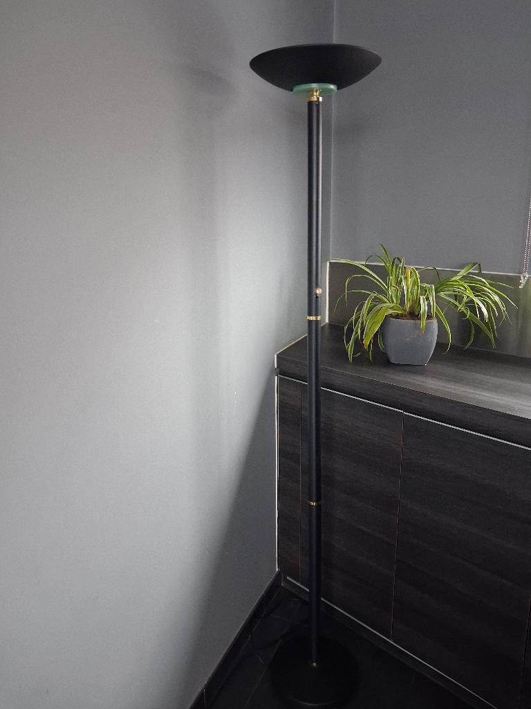 jaren 90, vloerlamp zwart met dimmer , 180 cm., Antiek en Kunst, Ophalen