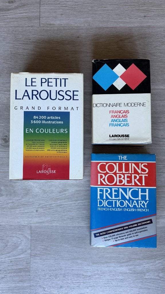 Lot de 3 dictionnaires- 2 Larousse+1 Collins Robert-Gratuit, Livres, Larousse, Comme neuf, Enlèvement, Français