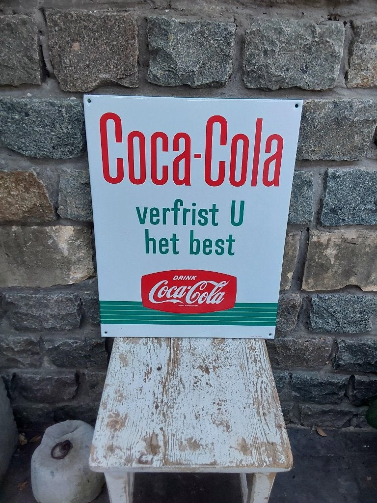 Emaille Coca Cola reclamebord bord Top staat, Ophalen