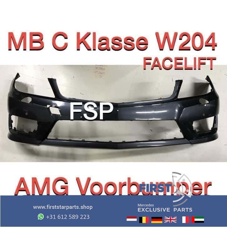 W204 AMG Voorbumper Mercedes C Klasse 2007-2011 zwart wit gr, Autos : Pièces & Accessoires, Carrosserie & Tôlerie, Utilisé, -