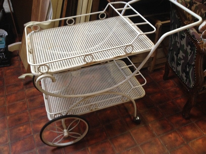 Vintage serveerwagen tuin - wit metaal, Ophalen