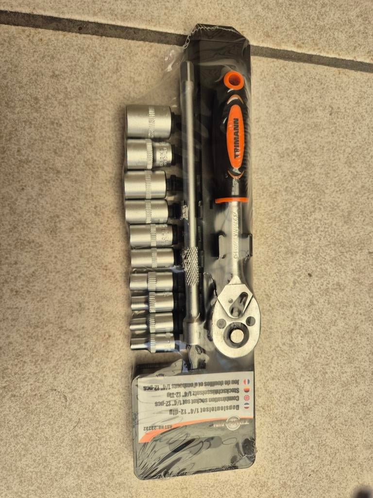 Trimann dopsleutelset 1/4 12 delig. Nieuw, Doe-het-zelf en Bouw, Ophalen