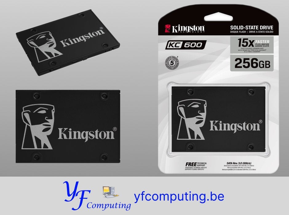 Kingston KC600 SSD 256 Go SATA 2.5", Informatique & Logiciels, Disques durs, Neuf, Desktop, Interne, SATA, Enlèvement ou Envoi