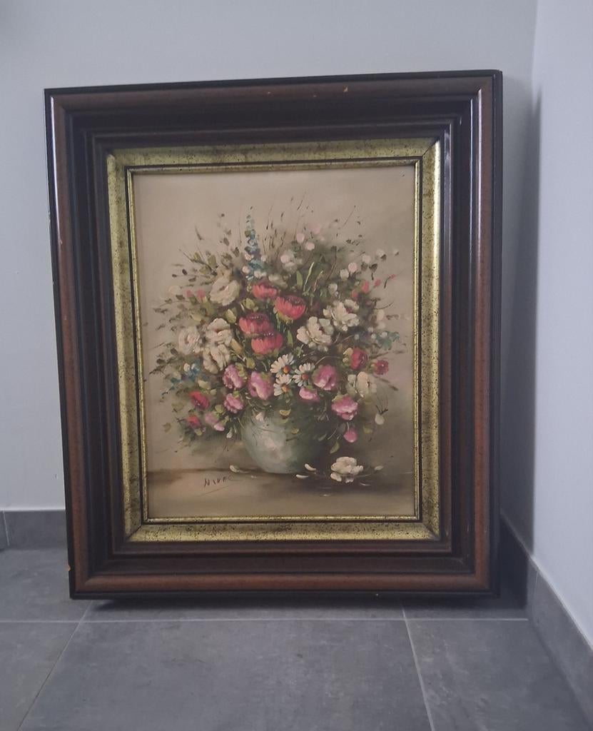 2 schilderijen met bloemen, Antiek en Kunst, Ophalen