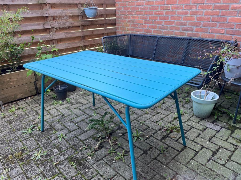 Tuintafel smaragdgroen, Ophalen, Gebruikt, Rechthoekig, Aluminium