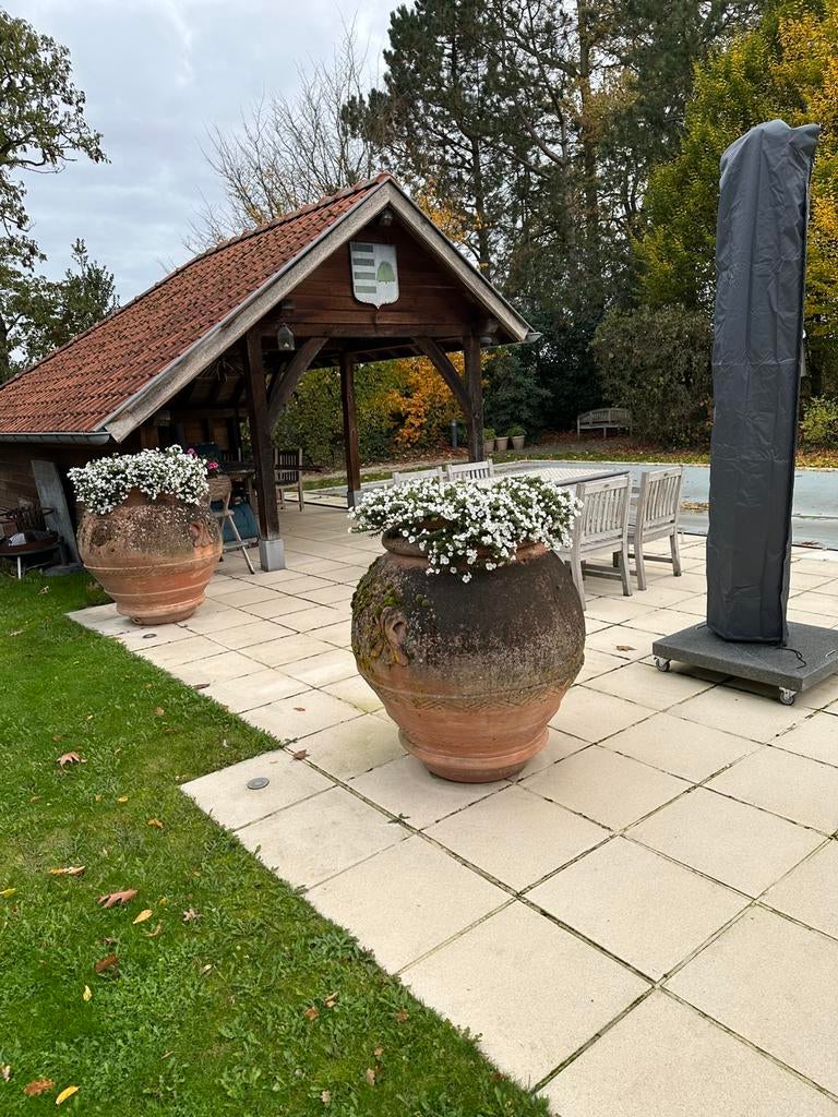 2 Terracotta fiasci, Tuin en Terras, Ophalen, Zo goed als nieuw, Overige materialen
