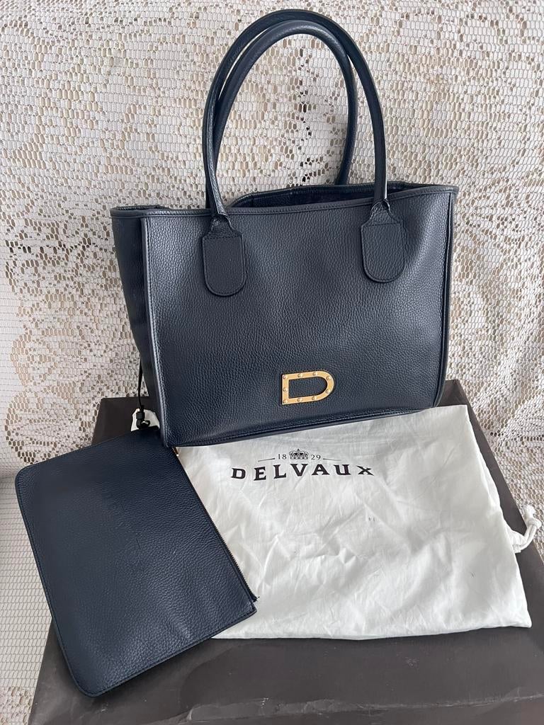 DELVAUX tasmodel Taxi draagtas als nieuw, Ophalen of Verzenden, Zo goed als nieuw, Blauw