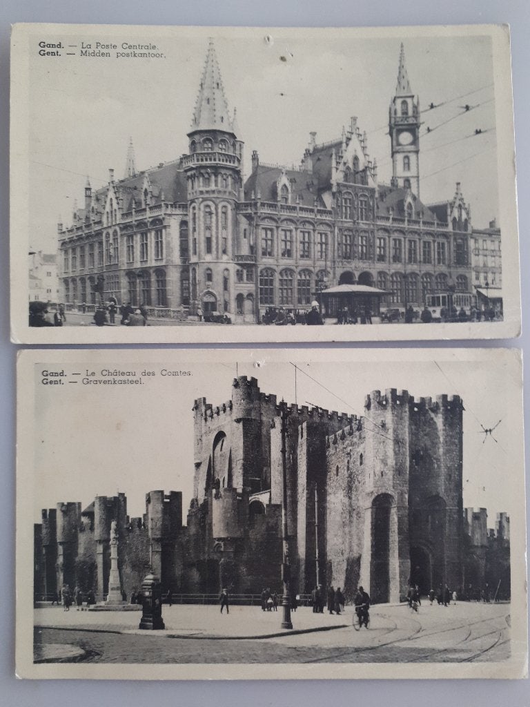 2 ANCIENNES CP GAND Gravensteen & Post Office +-'20 Ref.E24, Enlèvement ou Envoi, 1920 à 1940, Non affranchie, Flandre Orientale