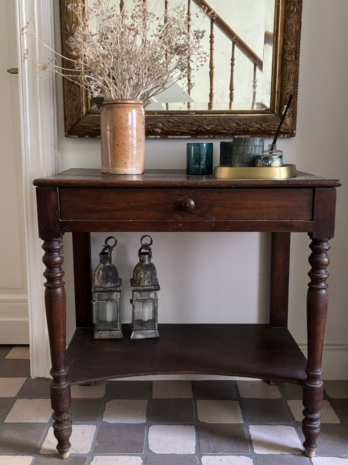 Vintage wandtafeltje/kaptafel, Ophalen, Gebruikt, 50 tot 100 cm, Eikenhout