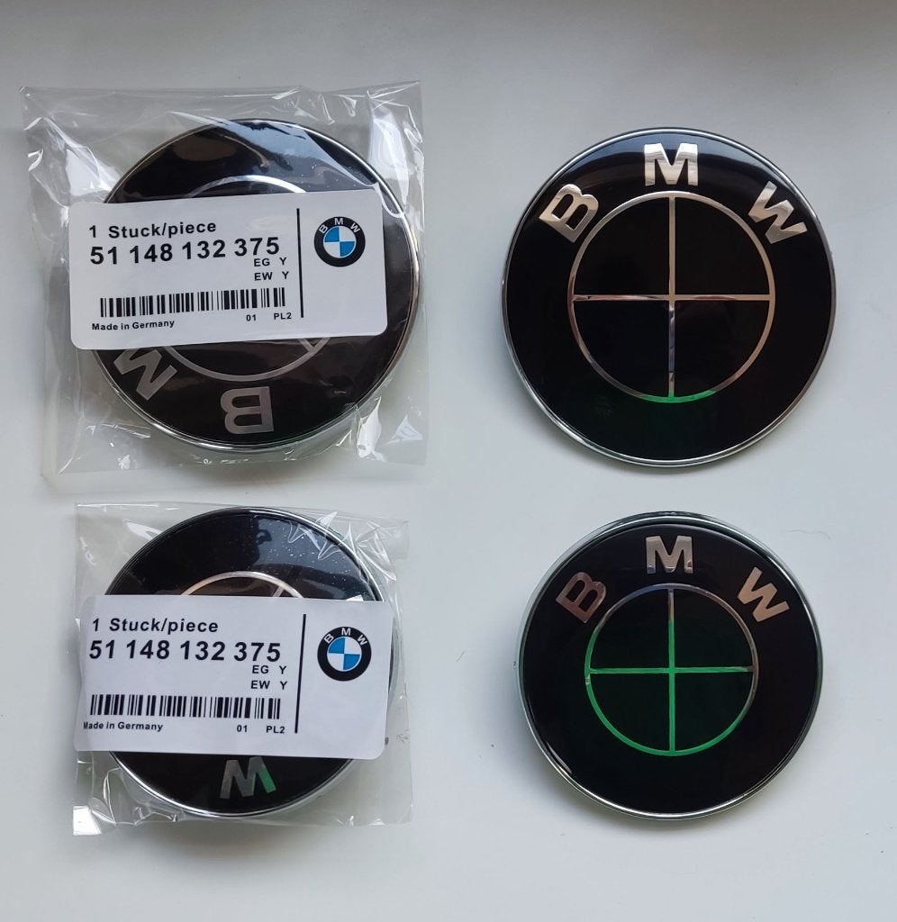 Lot de 2 logos BMW Full Noir — Capot 82mm et Coffre 73mm, Autos : Divers, Tuning & Styling, Enlèvement ou Envoi
