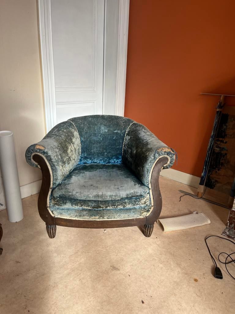 Set van 2 Art Deco club fauteuils, Ophalen, Gebruikt, Minder dan 75 cm, Art Deco