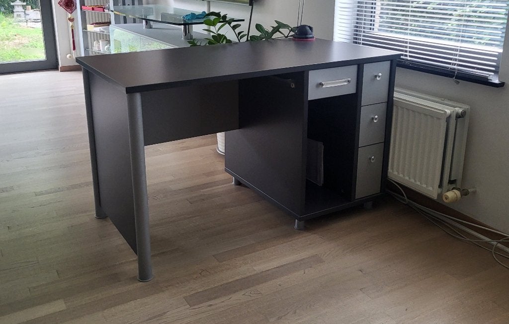Table de bureau avec rangement, Classique, 128 cm, 68 cm, Comme neuf