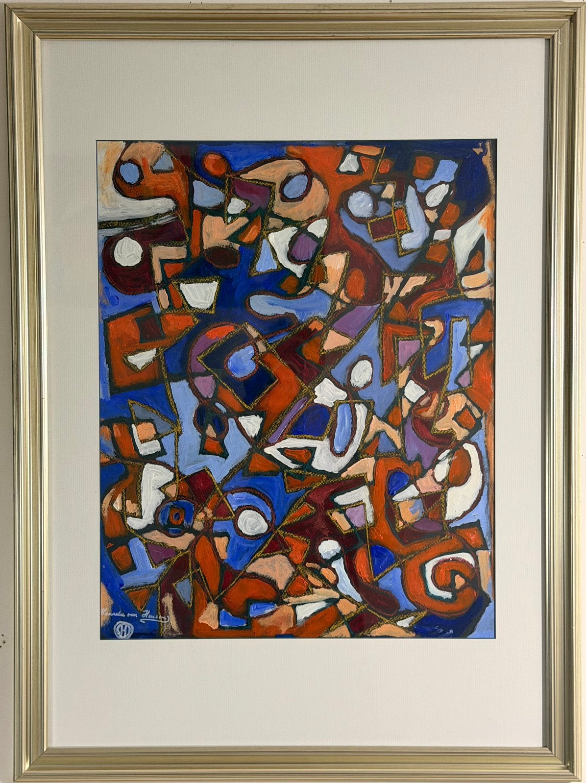 Hanneke van Heusen (1959) - Mozart in Orange and Blue, Origineel, Ophalen of Verzenden