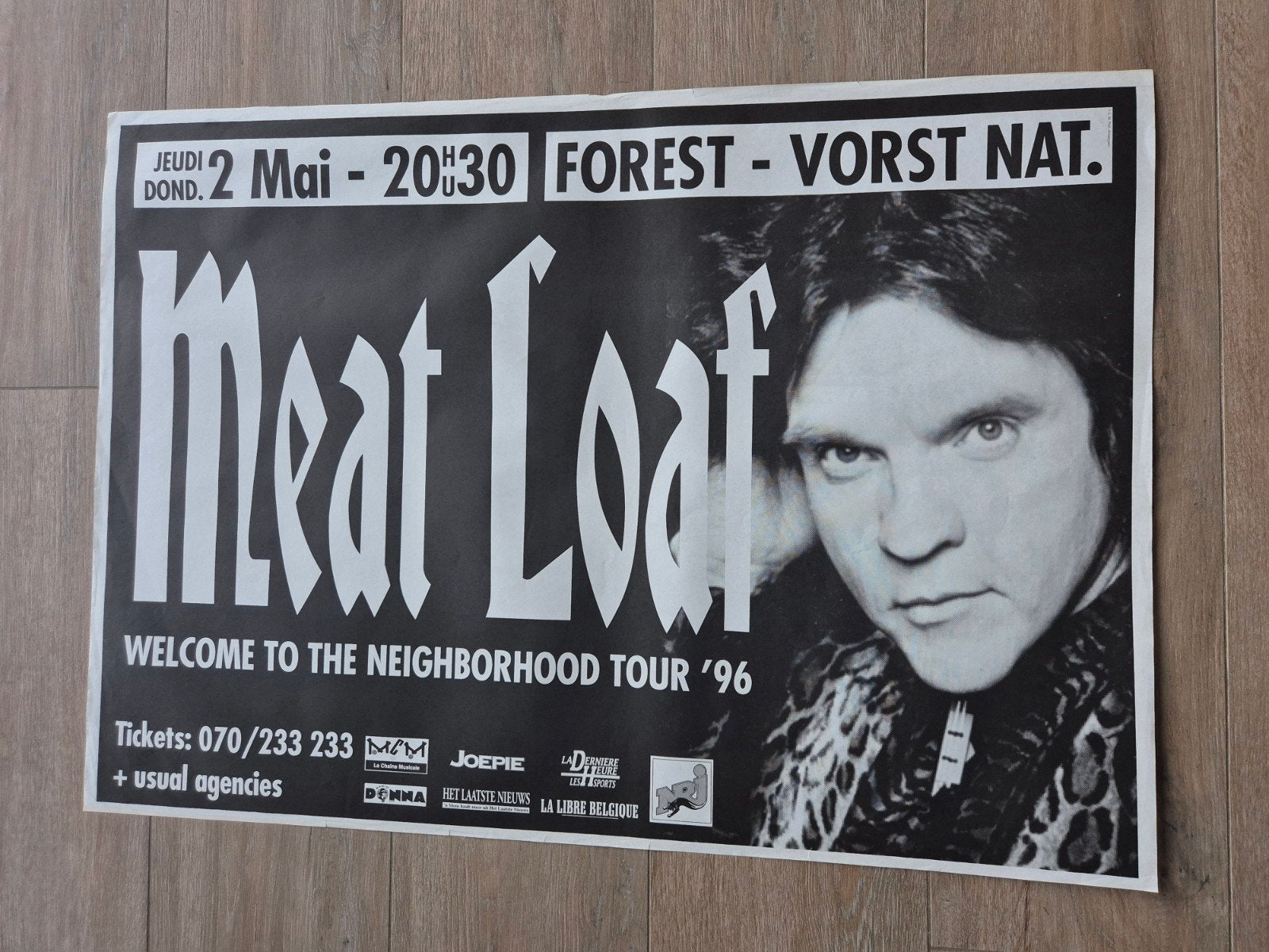 affiche de concert Meat Loaf Forest Forest Forest National, Enlèvement ou Envoi, Comme neuf, Musique