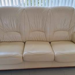 Klassieke lederen salon: 3-zit zetel en 2 fauteuils, Enlèvement, Utilisé, Cuir