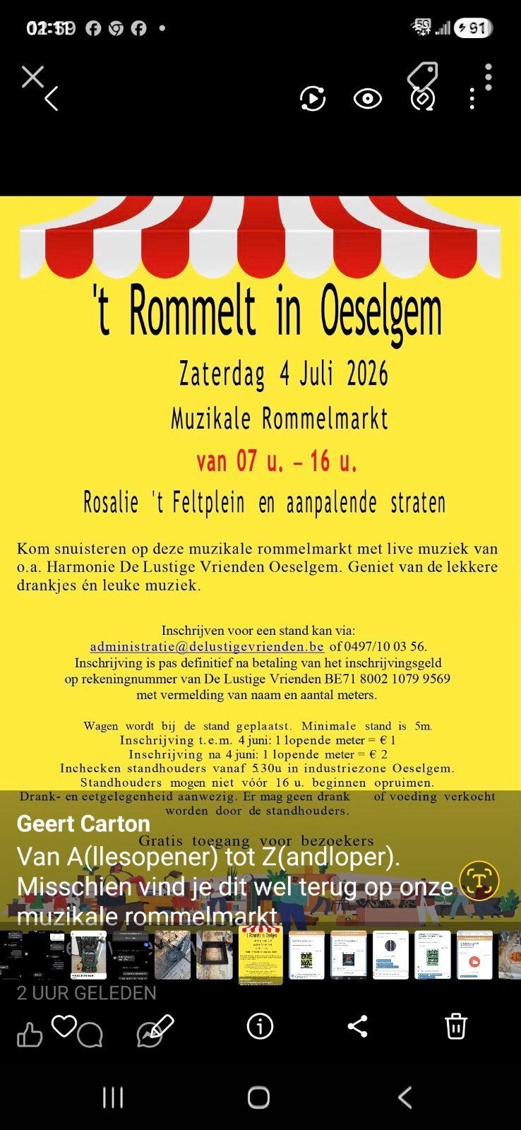 Rommelmarkt in oeselgem achter de kerk welkom 4 juli, Tickets en Kaartjes
