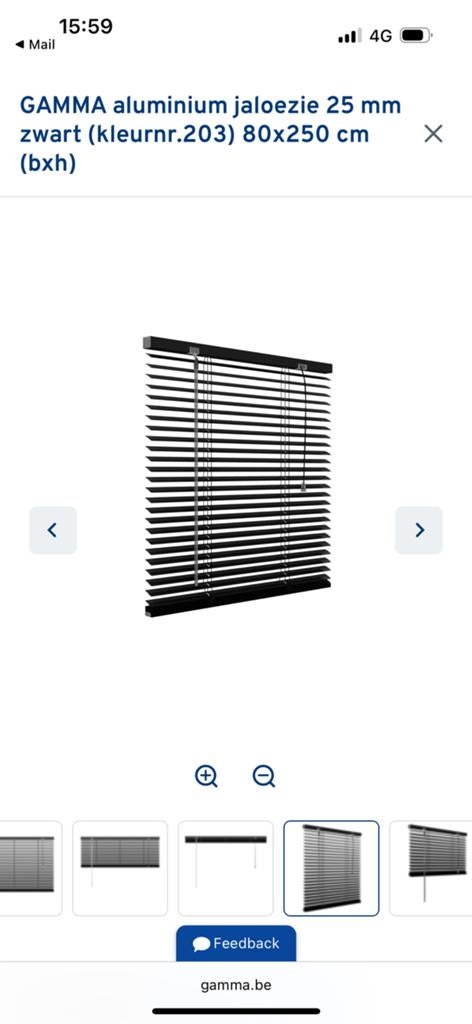 Aluminium jaloezieën 80x250cm 25 mm zwart, Ophalen, Zo goed als nieuw, Zwart