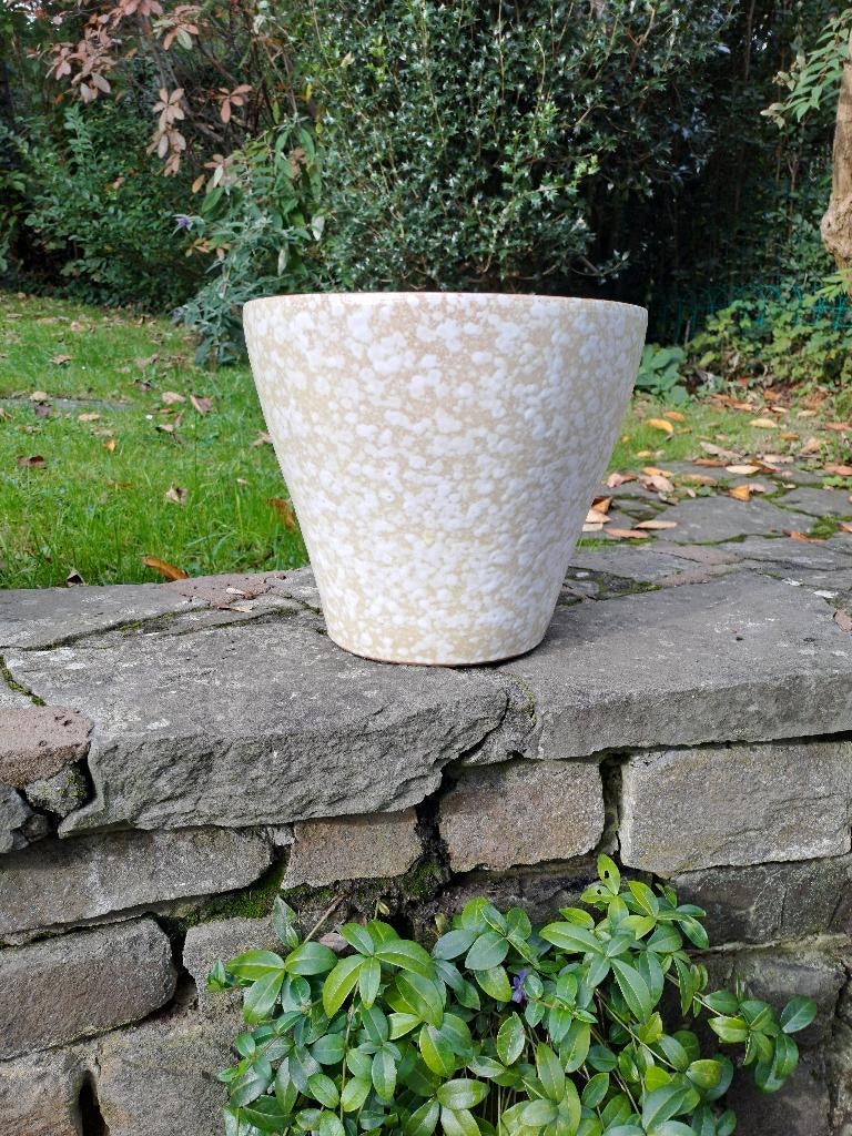 Keramiek bloempot jaren 1950, Rond, Zo goed als nieuw, Minder dan 40 cm, Balkon