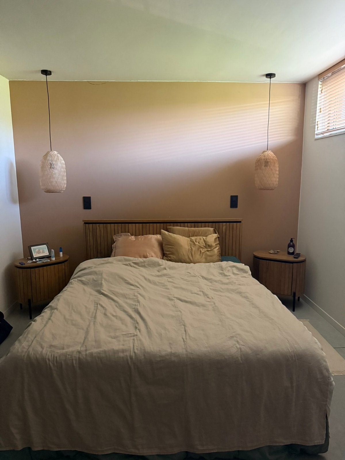 BED - La Redoute 160x200 - GOEDE STAAT, Huis en Inrichting, Slaapkamer | Boxsprings, Ophalen, Bruin, Tweepersoons, Zo goed als nieuw