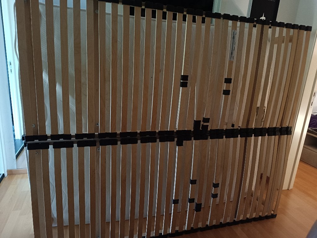 Lattenbodem tweepersoonsbed met pootjes en matras 200x180, Ophalen, Gebruikt, Tweepersoons, Matras