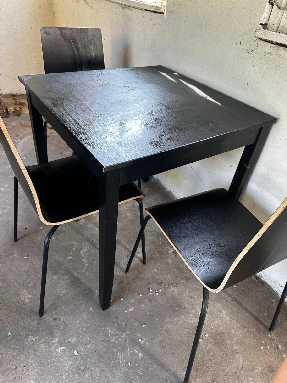 IKEA tafel met 3 stoelen, Enlèvement, Utilisé, Carré, Autres essences de bois