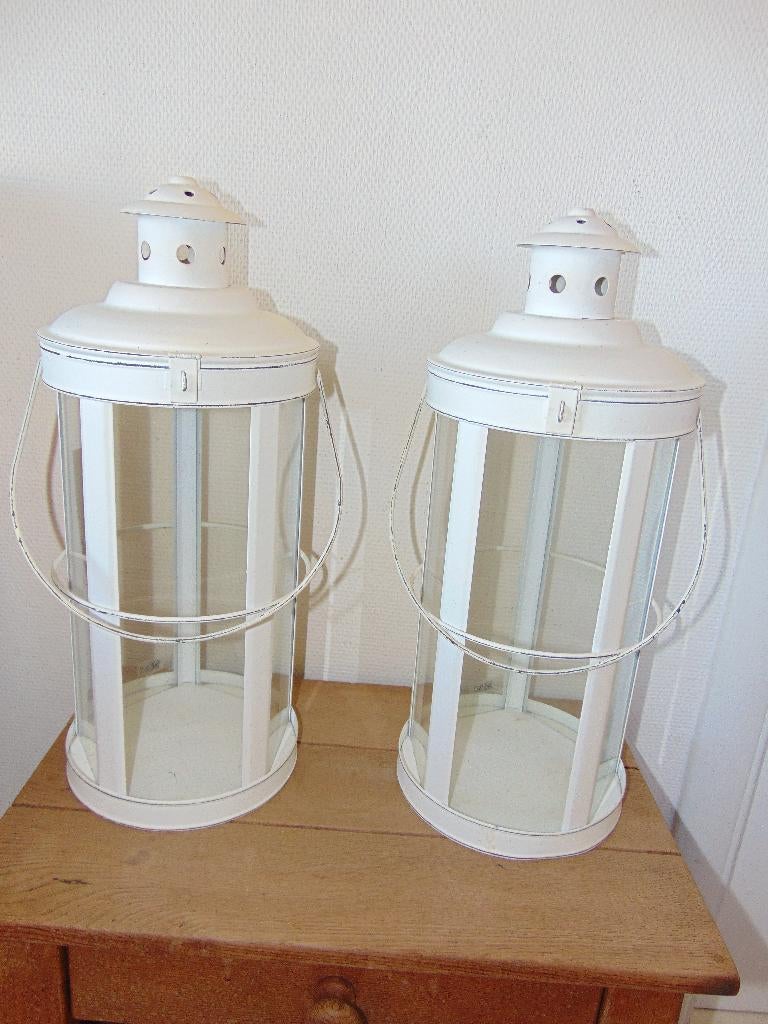 Windlichten 48 cm, Ophalen, Gebruikt, 25 tot 50 cm, Wit