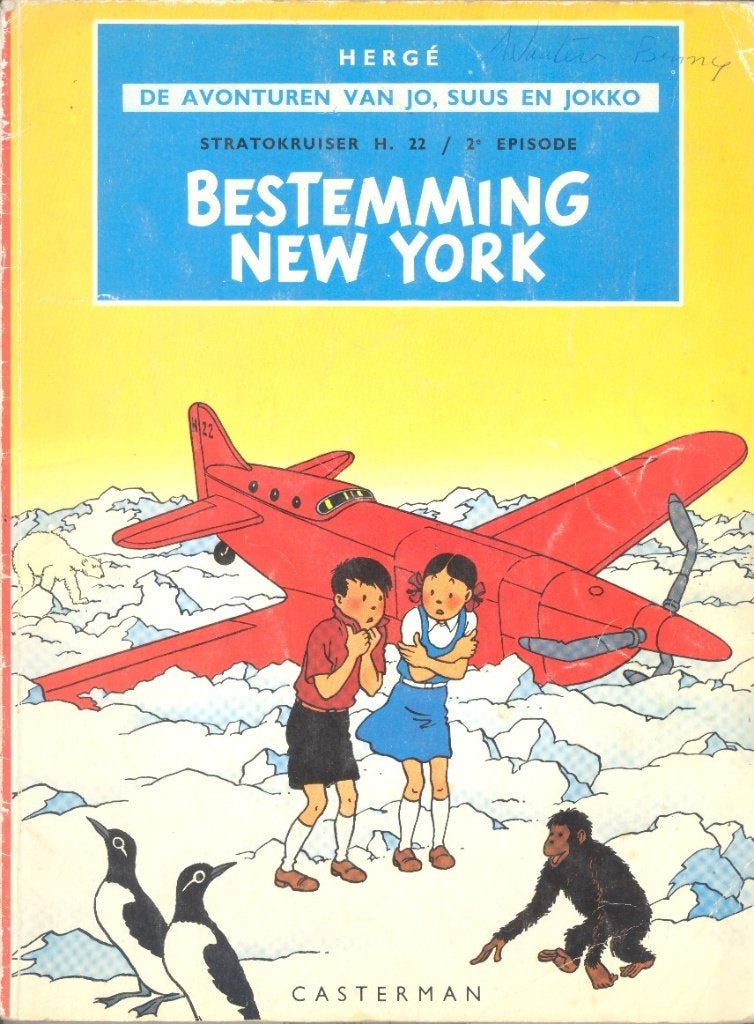 Jo, Suus en Jokko nr 2 - Bestemming New York., Boeken, Gelezen, Eén stripboek, Ophalen of Verzenden, Herge