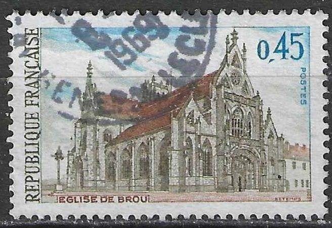 Francia 1969 - Yvert 1582 - Eglise de Brou (ST), Envoi, Affranchi