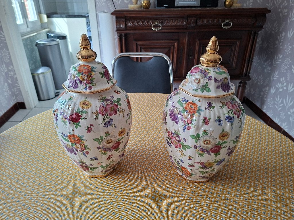 2 dekselvazen boch keralux fleur de sax, Antiquités & Art, Enlèvement