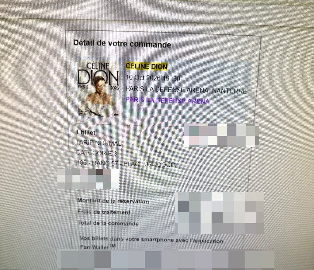 1 place Céline Dion, Tickets & Billets, Une personne, Octobre, Chanson réaliste