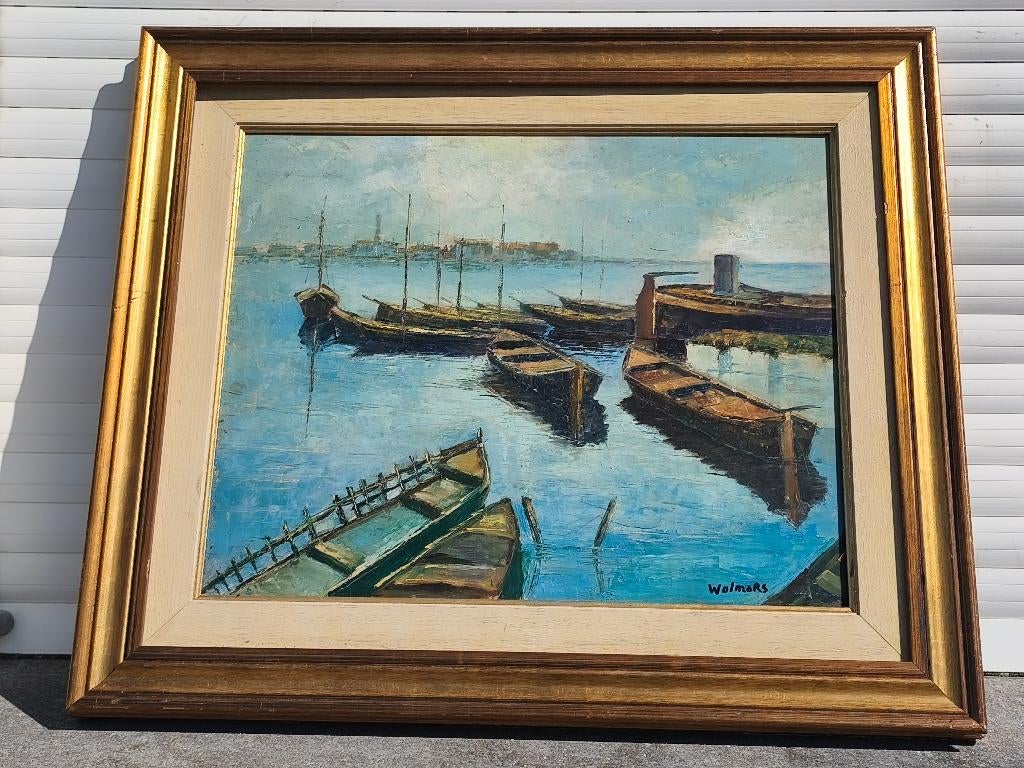 huile sur panneau marine signe jacques wolmans, Antiquités & Art, Enlèvement ou Envoi