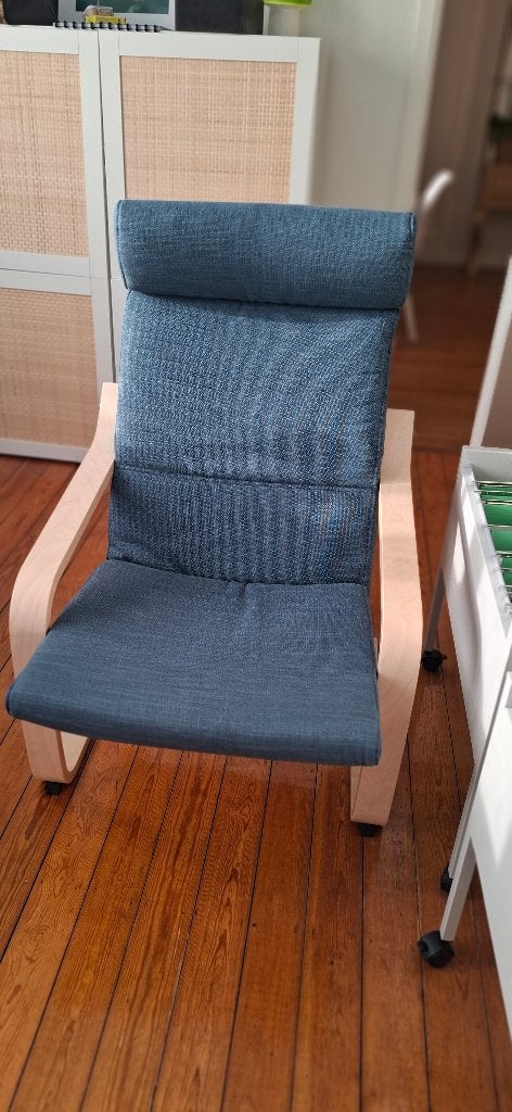 IKEA POÄNG fauteuil donkerblauw - als nieuw, Enlèvement, Comme neuf, Tissus
