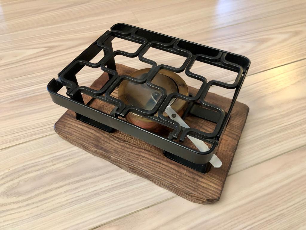 Chauffe-plat à bougie en cuivre / métal / bois Culinox, Enlèvement
