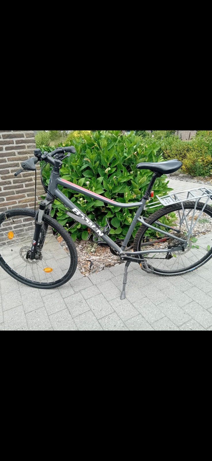 B’TWIN sportieve fiets met vering, schijfrem en bagagedrager, Enlèvement, Comme neuf, Frein à disque