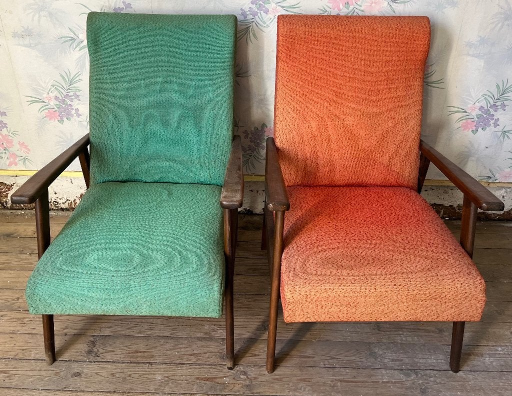 Lot de 2 fauteuils anciens vintage, style années 60/70, Enlèvement
