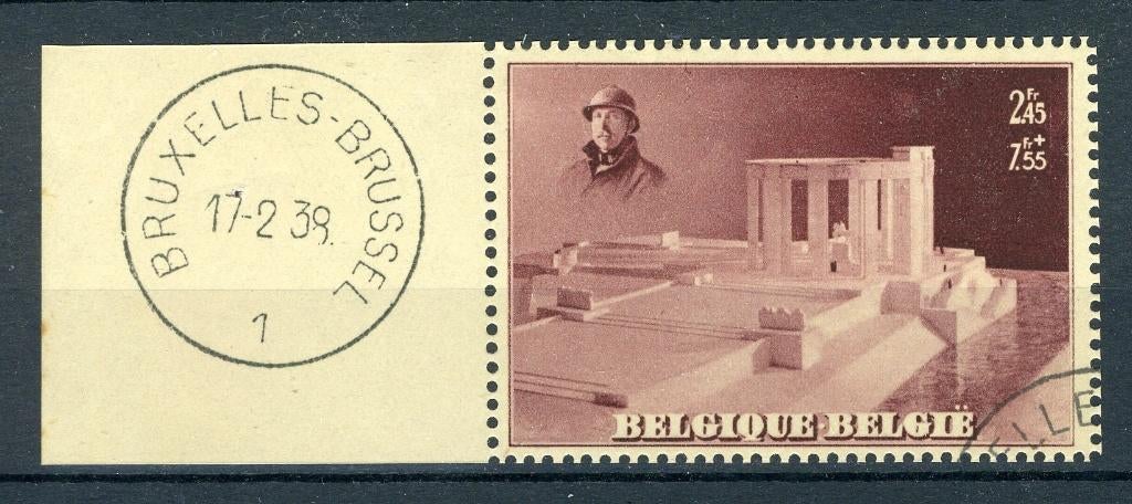 (B) 465a FDC 1938 - Mémorial de S.M. le Roi Albert 1er, Timbres & Monnaies, Enlèvement ou Envoi, Affranchi, Oblitération 1er jour