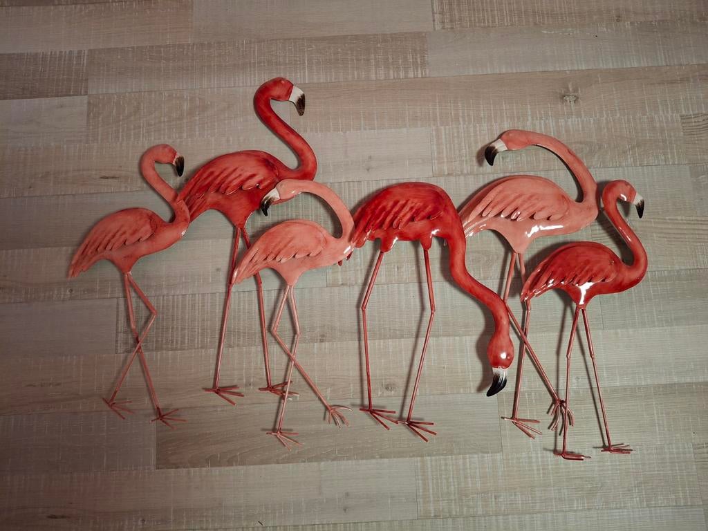 Metalen wanddecoratie flamingo's, Ophalen