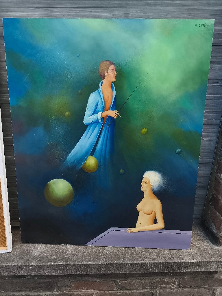 Huile sur panneau le pêcheur d etoile signe carl prevot, Antiquités & Art, Enlèvement ou Envoi