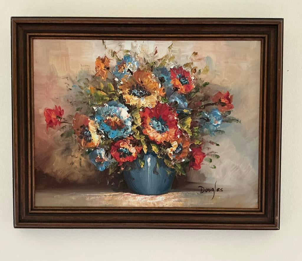 Lot 4. Peinture l'huile - Douglas. 300/400.Cadre 460/360 mm., Antiquités & Art, Art | Peinture | Classique, Enlèvement ou Envoi